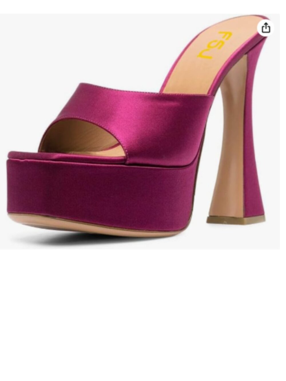 FSJ Fuchsia Slip On Platform Heeled Sandals Peep Open Toe Chunky High Heel Mules
